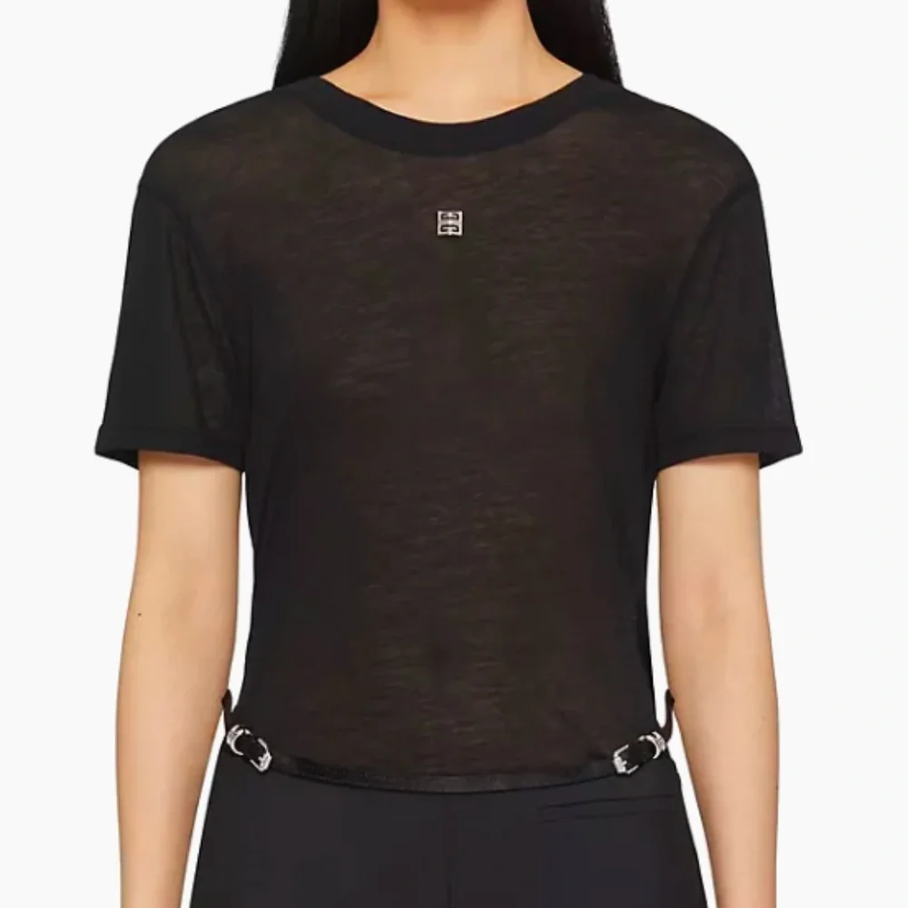 GIVENCHY BNWT Tee w/4G Emblem, Draped Back in Black Silver Size M - Picture 2 of 10